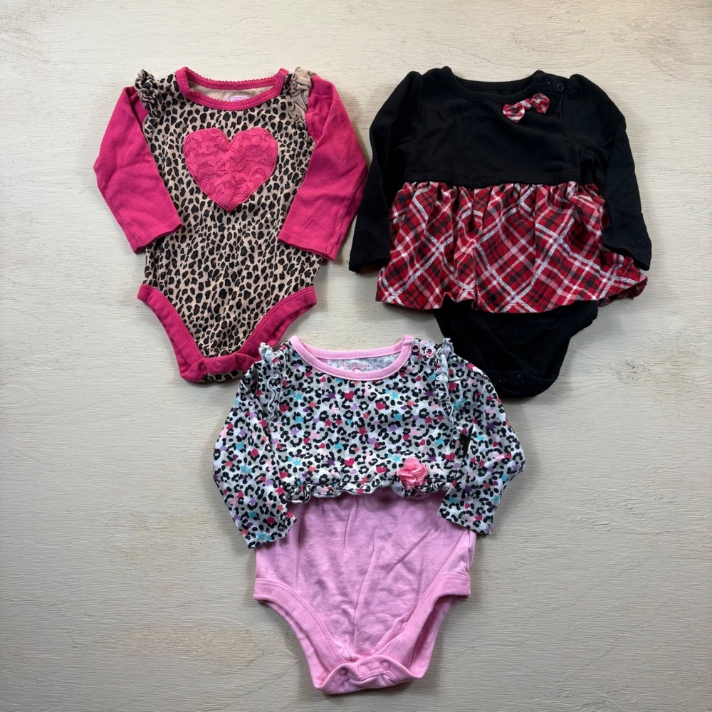 Garanimals Baby Girl Leopard Print Lace Heart Bodysuit Pink 12 Months